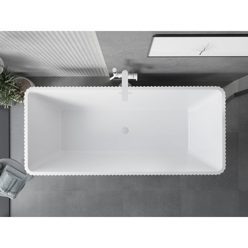 Mexen Tava voľne stojaca ryhovaná vaňa 170 x 75 cm, biela/čierna, prepad biely - 52851707575-20