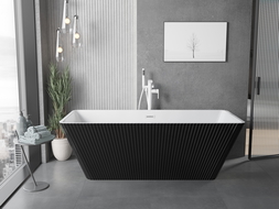 Mexen Tava voľne stojaca ryhovaná vaňa 170 x 75 cm, biela/čierna, biely prepad - 52851707575-20