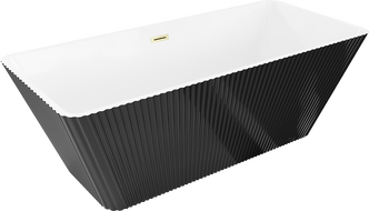 Mexen Tava voľne stojaca rebrovaná vaňa 170 x 75 cm, biela/čierna, prepad zlatý brúsený - 52851707575-55