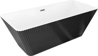 Mexen Tava voľne stojaca ryhovaná vaňa 170 x 75 cm, biela/čierna, prepad gun gray kartáčovaný - 52851707575-66