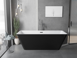 Mexen Tava voľne stojaca ryhovaná vaňa 170 x 75 cm, biela/čierna, prepad gun grey brúsený - 52851707575-66