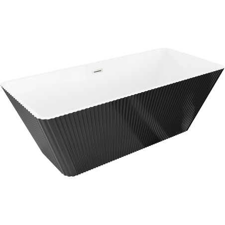 Mexen Tava voľne stojaca vaňa s ryhovaním 170 x 75 cm, biela/čierna, prepad brúsený nikel - 52851707575-97