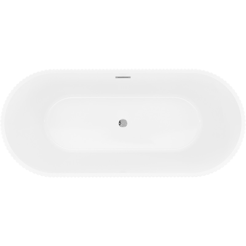 Mexen Yara voľne stojaca rebrovaná vaňa 170 x 75 cm, biela, prepad chróm - 52861707500-01