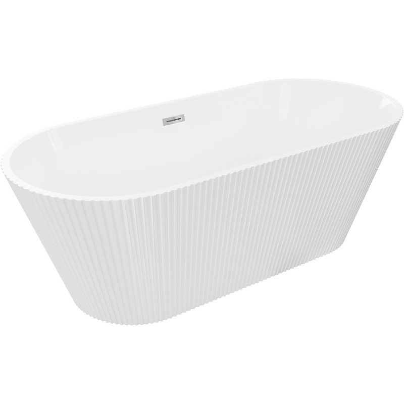 Mexen Yara voľne stojaca ryhovaná vaňa 170 x 75 cm, biela, prepad chróm - 52861707500-01
