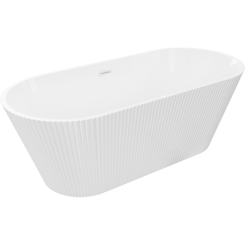 Mexen Yara voľne stojaca ryhovaná vaňa 170 x 75 cm, biela, biely prepad - 52861707500-20