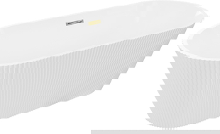 Mexen Yara voľne stojaca ryhovaná vaňa 170 x 75 cm, biela, prepad zlatý - 52861707500-50