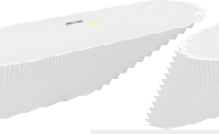 Mexen Yara voľne stojaca ryhovaná vaňa 170 x 75 cm, biela, prepad zlatý kartáčovaný - 52861707500-55