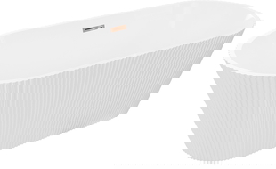 Mexen Yara voľne stojaca ryhovaná vaňa 170 x 75 cm, biela, prepad ružové zlato - 52861707500-60