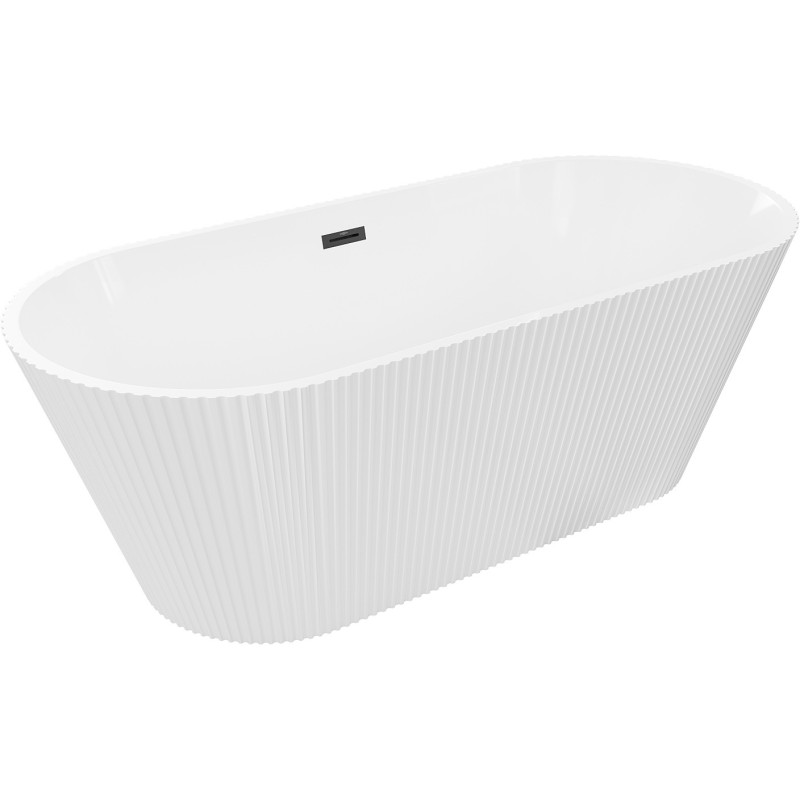 Mexen Yara voľne stojaca ryhovaná vaňa 170 x 75 cm, biela, prepad čierny - 52861707500-70