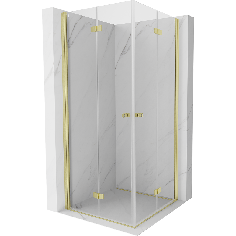 Mexen Mist-F Duo skladací sprchovací kút 110 x 110 cm, transparentný, zlatý brúsený - 8A6-110L-110P-55-00