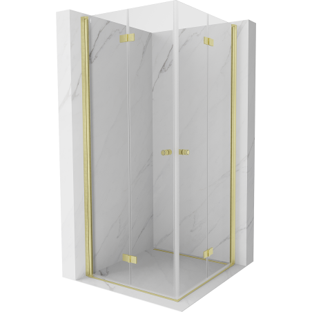 Mexen Mist-F Duo skladací sprchovací kút 110 x 110 cm, transparentný, zlatý brúsený - 8A6-110L-110P-55-00