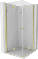 Mexen Mist-F Duo skladací sprchovací kút 110 x 110 cm, transparentný, zlatý brúsený - 8A6-110L-110P-55-00