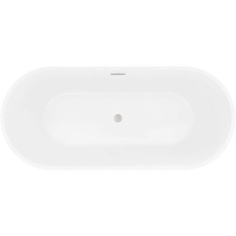 Mexen Yara voľne stojaca ryhovaná vaňa 170 x 75 cm, biela, prepad kartáčovaný nikel - 52861707500-97