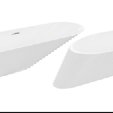 Mexen Yara voľne stojaca ryhovaná vaňa 170 x 75 cm, biela, prepad kartáčovaný nikel - 52861707500-97