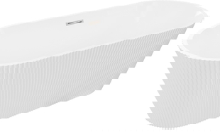 Mexen Yara voľne stojaca ryhovaná vaňa 170 x 75 cm, biela, prepad kartáčovaný nikel - 52861707500-97