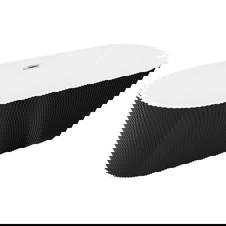 Mexen Yara voľne stojaca ryhovaná vaňa 170 x 75 cm, biela/čierna, prepad chróm - 52861707575-01