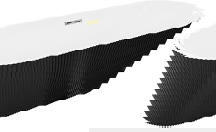 Mexen Yara voľne stojaca rebrovaná vaňa 170 x 75 cm, biela/čierna, prepad zlatý - 52861707575-50