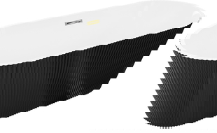 Mexen Yara voľne stojaca ryhovaná vaňa 170 x 75 cm, biela/čierna, prepad zlatý - 52861707575-50