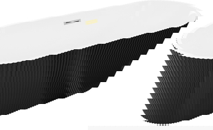 Mexen Yara voľne stojaca vaňa ryhovaná 170 x 75 cm, biela/čierna, prepad zlatý brúsený - 52861707575-55