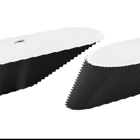 Mexen Yara voľne stojaca vaňa ryhovaná 170 x 75 cm, biela/čierna, prepad ružové zlato - 52861707575-60