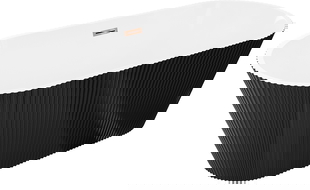 Mexen Yara voľne stojaca vaňa ryhovaná 170 x 75 cm, biela/čierna, prepad ružové zlato - 52861707575-60