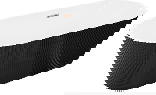 Mexen Yara voľne stojaca ryhovaná vaňa 170 x 75 cm, biela/čierna, prepad medený kartáčovaný - 52861707575-65