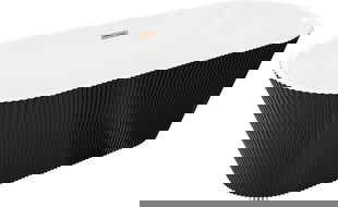 Mexen Yara voľne stojaca ryhovaná vaňa 170 x 75 cm, biela/čierna, prepad gun gray brúsený - 52861707575-66