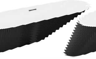 Mexen Yara voľne stojaca drážkovaná vaňa 170 x 75 cm, biela/čierna, prepad gun metal - 52861707575-95