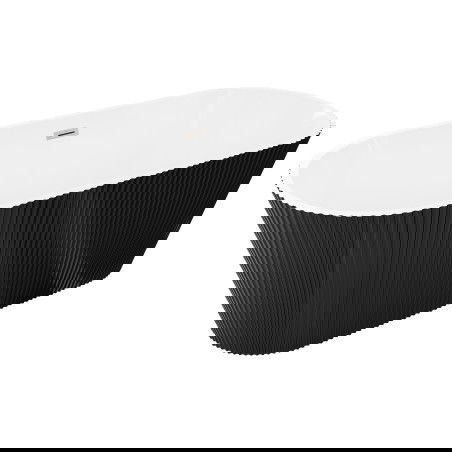 Mexen Yara voľne stojaca ryhovaná vaňa 170 x 75 cm, biela/čierna, prepad brúsený nikel - 52861707575-97