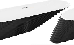 Mexen Yara voľne stojaca ryhovaná vaňa 170 x 75 cm, biela/čierna, prepad brúsený nikel - 52861707575-97