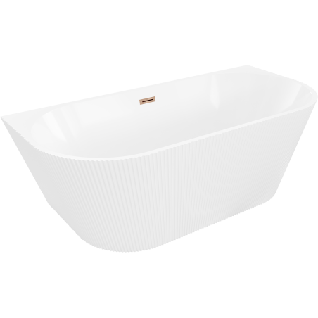 Mexen Oris voľne stojaca prístenná ryhovaná vaňa 150 x 75 cm, biela, prepad ružové zlato - 52871507500-60