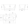 Mexen Oris voľne stojaca prístenná ryhovaná vaňa 150 x 75 cm, biela, prepad gun gray brúsený - 52871507500-66