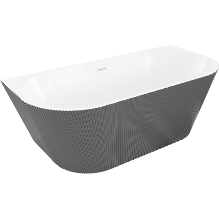Mexen Oris voľne stojaca stenová ryhovaná vaňa 150 x 75 cm, biela/sivá, biely prepad- 52871507562-20