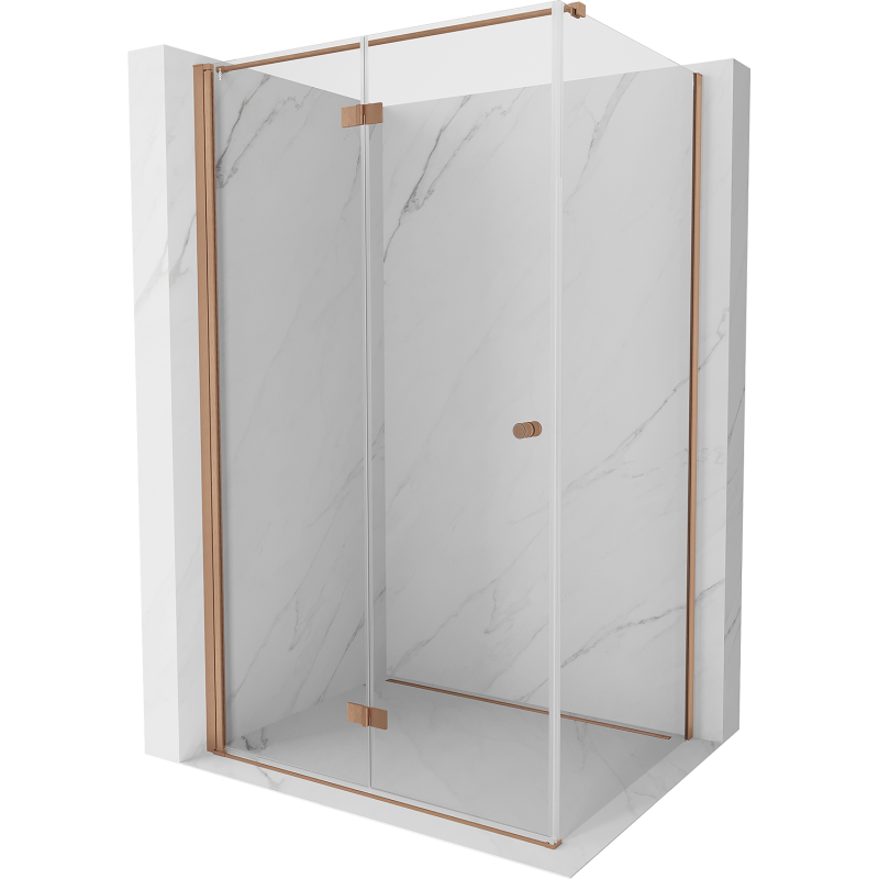 Mexen Mist-F T skladací sprchový kút ľavý 80 x 90 cm, transparentný, brúsená meď - 8A6T-080-090-65-00-L
