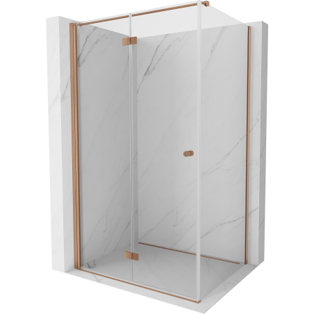 Mexen Mist-F T skladací sprchovací kút ľavý 80 x 95 cm, transparentný, čistená meď - 8A6T-080-095-65-00-L