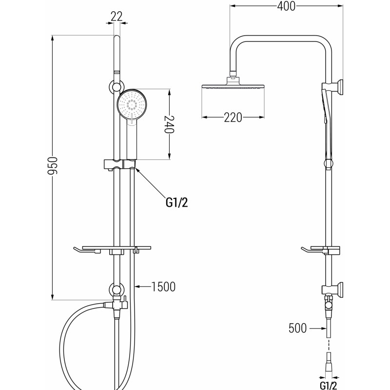 Mexen T40 sprchový stĺp, gun gray brúsený - 798404093-66