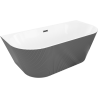 Mexen Oris voľne stojaca pri stene ryhovaná vaňa 150 x 75 cm, biela/sivá, čierny prepad - 52871507562-70