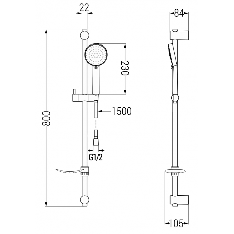Mexen DF75 posuvná sprchová sada, chróm - 785754582-02