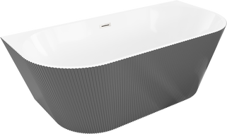 Mexen Oris voľne stojaca pri stene ryhovaný 150 x 75 cm, biela/sivá, prepad niklovaný kartáčovaný - 52871507562-97