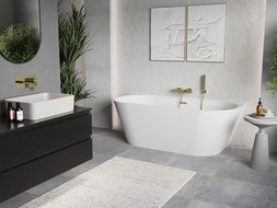Mexen Oris voľne stojaca ryhovaná pri stene 170 x 80 cm, biela, zlatý prepad - 52871708000-50