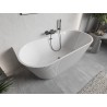 Mexen Oris voľne stojaca vaňa k stene s drážkovaním 170 x 80 cm, biela, prepad gun gray kartáčovaný - 52871708000-66