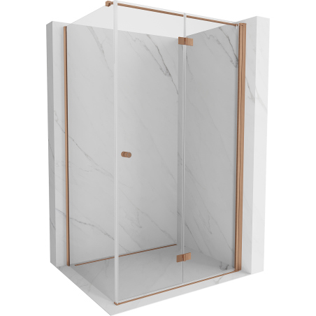 Mexen Mist-F T skladací sprchový kút pravý 70 x 95 cm, transparentný, brúsená meď - 8A6T-070-095-65-00-P