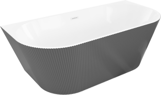 Mexen Oris voľne stojaca vaňa pri stene ryhovaná 170 x 80 cm, biela/sivá, biely prepad - 52871708062-20