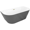 Mexen Oris voľne stojaca pri stene ryhovaná vaňa 170 x 80 cm, biela/sivá, prepad zlatý - 52871708062-50