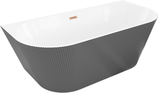 Mexen Oris voľne stojaca prístenná ryhovaná vaňa 170 x 80 cm, biela/sivá, prepad matný medený - 52871708062-65