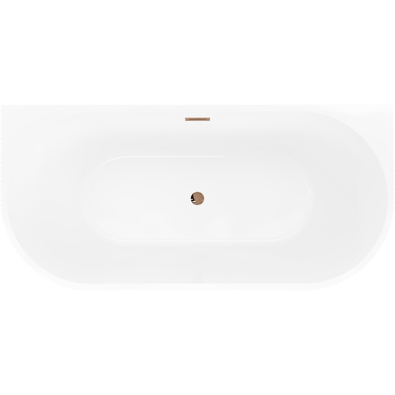 Mexen Oris voľne stojaca pri stene ryhovaná vaňa 170 x 80 cm, biela/čierna, prepad ružové zlato - 52871708075-60