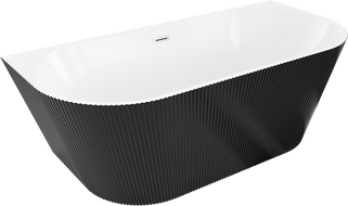 Mexen Oris voľne stojaca vaňa pri stene s ryhovaním 170 x 80 cm, biela/čierna, prepad brúsený nikel - 52871708075-97