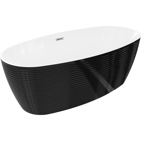 Mexen Lira samostatne stojaca vaňa vzor 170 x 80 cm, biela/čierna, preliv chróm - 52831708075-01