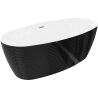Mexen Lira voľne stojaca vaňa vzor 170 x 80 cm, biela/čierna, preliv brúsený nikel - 52831708075-97
