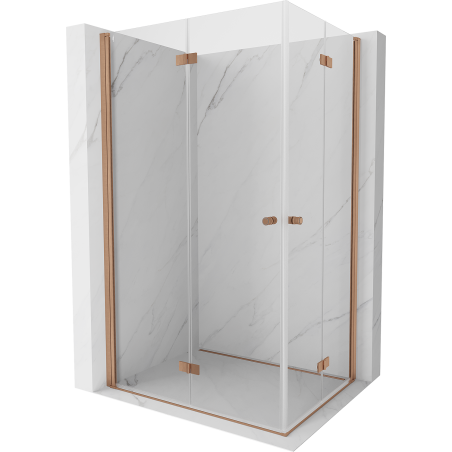 Mexen Mist-F Duo sprchový kút skladací 70 x 85 cm, transparentný, brúsená meď - 8A6-070L-085P-65-00